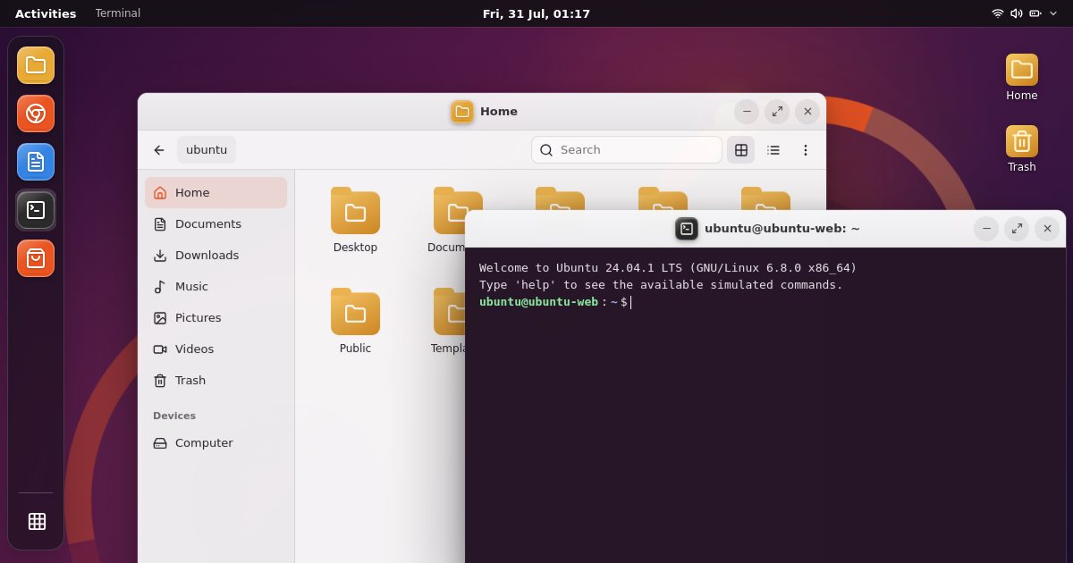 Screenshot of the Ubuntu demo