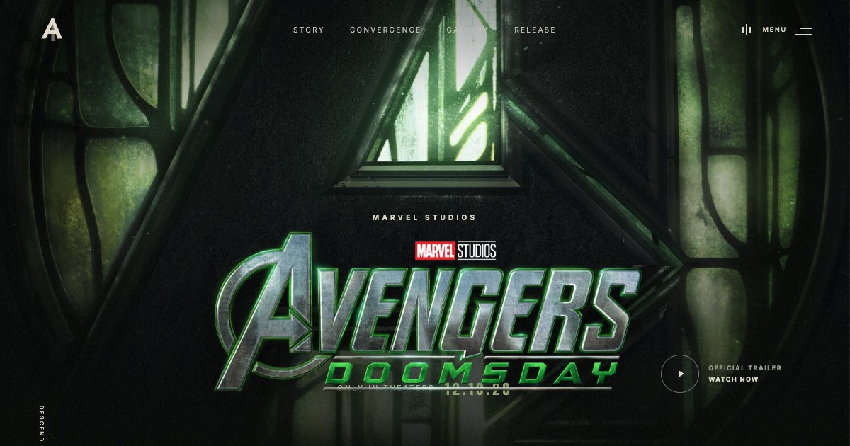 Screenshot of the Avengers Doomsday Landing Page demo
